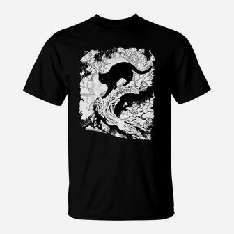 Black Cat Familiar Magick Occult T-Shirt | Crazezy