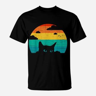 Black Cat Lover Vintage Retro Style Cats Cute Kitty Gift T-Shirt | Crazezy