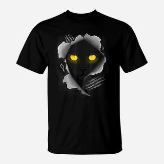 Black Cat Torn Cloth Cool Cats And Kittens Tee For Men Women T-Shirt | Crazezy DE
