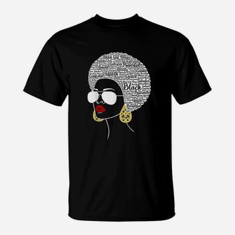 Black History Month African American Hair Word Art T-Shirt | Crazezy CA