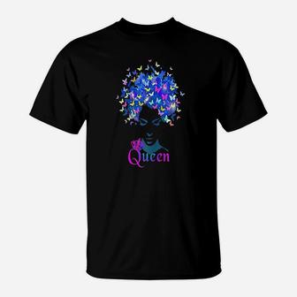 Black Is Beautiful Butterflies & Natural Hair Queens T-Shirt | Crazezy AU