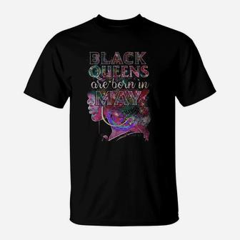 Black Queens Are Born In May Tshirt T-Shirt - Thegiftio UK