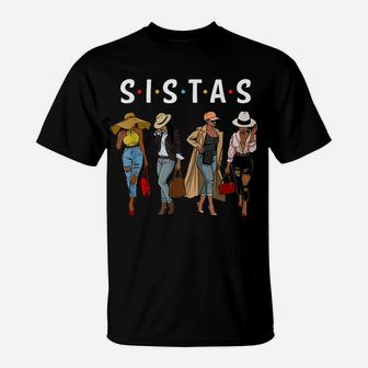 Black Sistas Queen Melanin African American Women Pride Gift T-Shirt | Crazezy