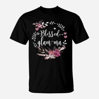 Blessed Glam-Ma Thanksgiving Floral Funny Gifts T-Shirt | Crazezy