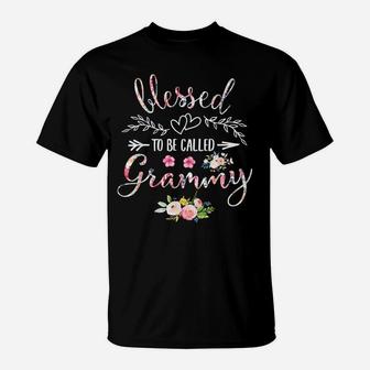 Blessed To Be Called Grammy Women Flower Decor Grandma T-Shirt | Crazezy UK