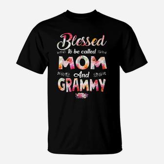 Blessed To Be Called Mom And Grammy Flower Mother's Day T-Shirt | Crazezy AU