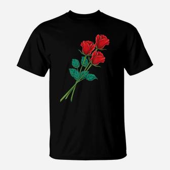 Blooming Red Rose Spring Floral Garden Flower T-Shirt | Crazezy DE