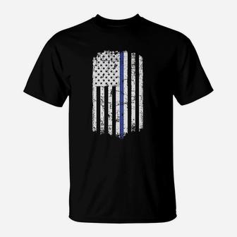 Blue Line Police American Flag Raw Edge Raglan T-Shirt | Crazezy AU