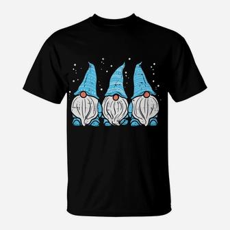 Blue Three Nordic Gnomes Tomte Swedish Christmas Xmas Gift T-Shirt | Crazezy
