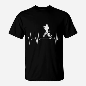 Bmx Heartbeat | Cool Gift For Cycle Bicycle Bike T-Shirt | Crazezy DE