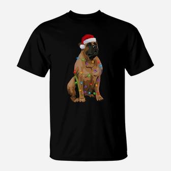 Boerboel Christmas Lights Xmas Dog Lover Santa Hat T-Shirt | Crazezy