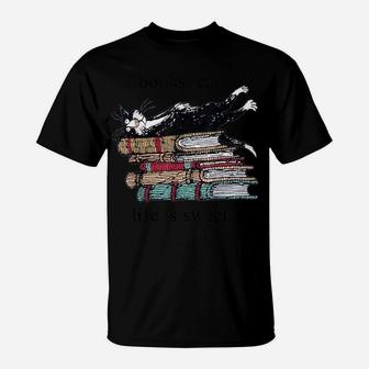 Books Cats Life Is Sweet Cat Book Lovers Reading Book T-Shirt | Crazezy