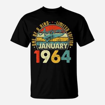 Born In January 1964 57Th Birthday Gift Retro 57 Years Old T-Shirt | Crazezy