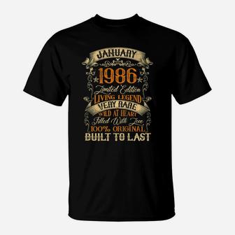 Born In January 1986 Vintage 35 Years Old 35Th Birthday T-Shirt | Crazezy