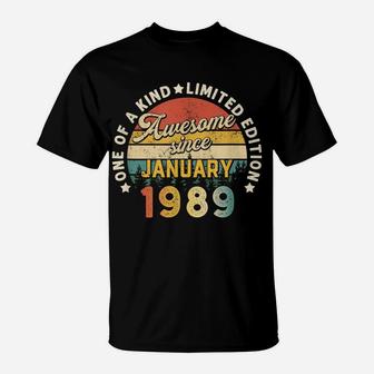 Born In January 1989 32Nd Birthday Vintage 32 Years Old Gift T-Shirt | Crazezy