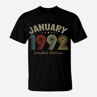 Born In January 1992 Vintage 29Th Birthday 29 Years Old Gift T-Shirt | Crazezy UK