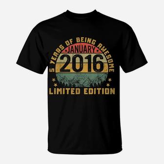 Born In January 2016 5 Yrs Tee Vintage 5Th Birthday Gift T-Shirt | Crazezy AU