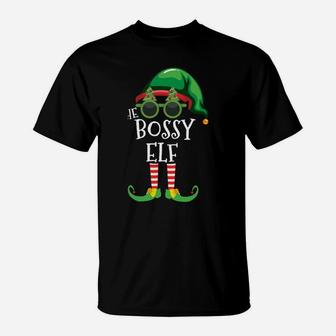 Bossy Elf Matching Christmas Group Party Pjs Family Outfits T-Shirt | Crazezy
