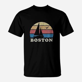 Boston Ma Vintage Sailboat 70S Throwback Sunset T-Shirt | Crazezy DE