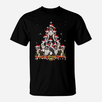 Boston Terrier Christmas Tree Dog Santa Xmas Funny Pajamas T-Shirt | Crazezy CA