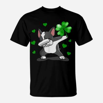 Boston Terrier Dabbing Lucky Irish Shamrock T-Shirt | Crazezy
