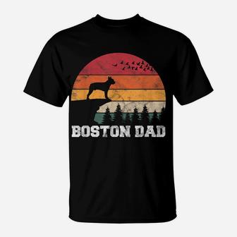 Boston Terrier Dad Bostie Dog Sunset Retro Style For Men T-Shirt | Crazezy