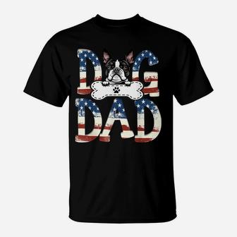 Boston Terrier Dad Fathers Day American Flag Dog Lovers T-Shirt | Crazezy DE