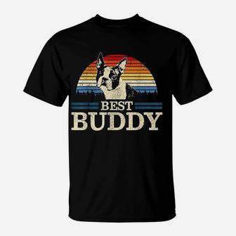 Boston Terrier Vintage Best Buddy Funny Dog Lover Gift T-Shirt | Crazezy