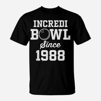 Bowling Gift For 32 Year Old Bowler 1988 32Nd Birthday T-Shirt | Crazezy