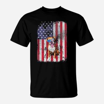 Boxer 4Th Of July American Flag Dog Sunglasses T-Shirt - Monsterry