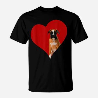 Boxer Dog Valentine Heart For Puppy And Animals T-Shirt - Monsterry