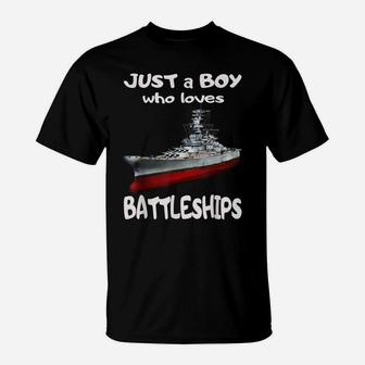 Boy Who Loves American Uss Wisconsin Bb-64 Ww2 Battleship T-Shirt | Crazezy AU