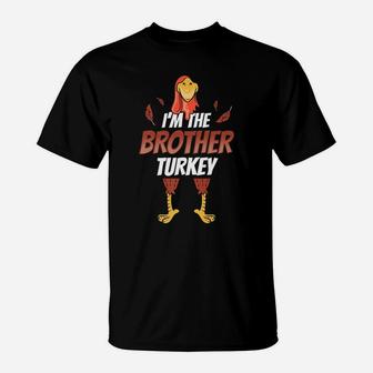Boys Thanksgiving Outfit Family Gift I'm The Brother Turkey T-Shirt | Crazezy