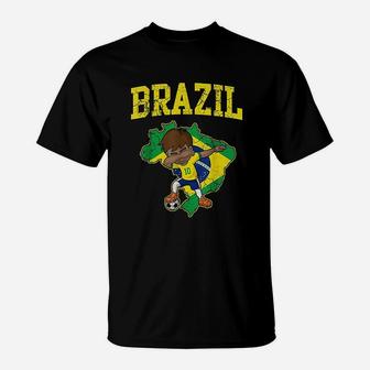 Brazil Soccer Boy T-Shirt | Crazezy