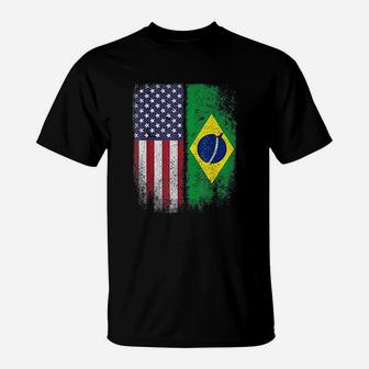 Brazil Usa Flag Brazilian American T-Shirt | Crazezy UK