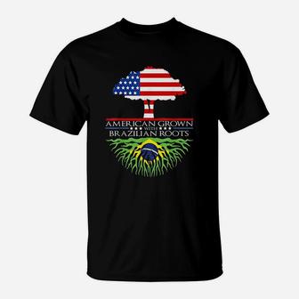Brazilian Roots American Grown Tree Flag T-Shirt | Crazezy