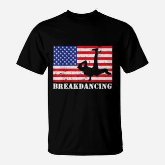 Breakdancing USA American Flag Hobby Gift T-Shirt - Seseable