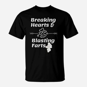 Breaking Hearts And Blasting Farts Funny Valentines T-Shirt - Monsterry
