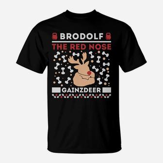 Brodolf Rudolf Workout Gym Funny Ugly Christmas Sweatshirt Sweatshirt T-Shirt | Crazezy