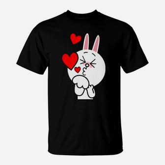Brown Bear Cony Bunny Rabbit Kisses For You Valentines T-Shirt - Monsterry UK
