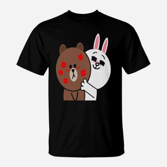 Brown Bear Cony Bunny Rabbit Shower Me With Love Valentines T-Shirt - Monsterry CA