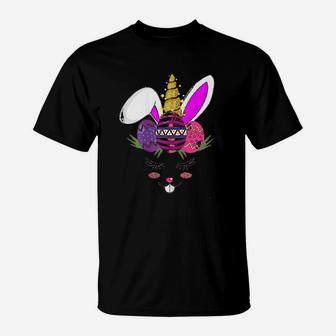 Bunny Easter Eggs Cute Unicorn Girls Easter T-Shirt | Crazezy AU