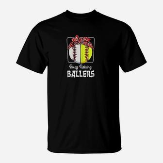 Busy Raising Ballers Softball Funny Baseball Mom Sport T-Shirt | Crazezy AU