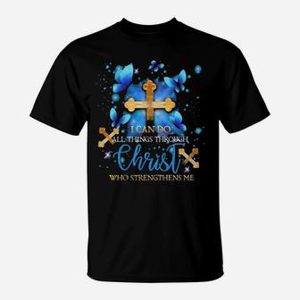 Butterflies I Can Do All Things Through Christ Who Strengthens Me Graphic T-Shirt - Monsterry CA
