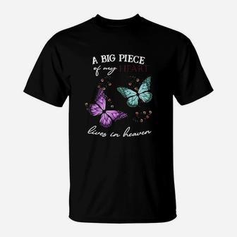 Butterfly A Big Piece Of My Heart Lives In Heaven T-Shirt - Monsterry DE