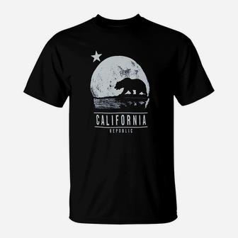 California Republic Moon State Bear T-Shirt | Crazezy