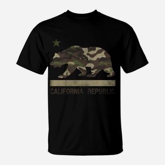 Camouflage California Republic Flag Bear Star Cali La Tshirt Sweatshirt T-Shirt | Crazezy AU