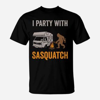 Camping Party With Sasquash Ourdoor Rv Adventure T-Shirt - Monsterry