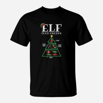 Candy Candy Canes Candy Corns Syrup Elf Food Groups T-Shirt | Crazezy CA