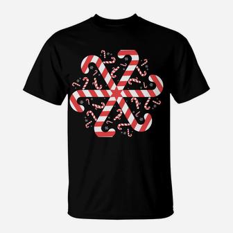 Candy Cane Gift Snowflake Candy Cane Christmas T-Shirt | Crazezy DE